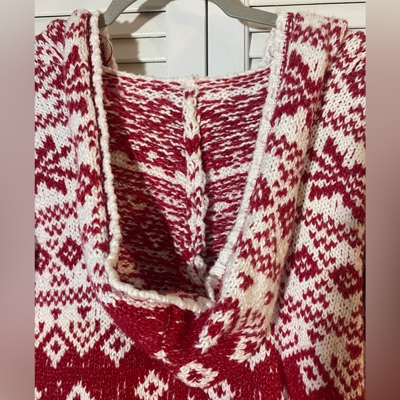 Pink Rose Red and White Sweater Hoodie, Size XS, Kangaroo Pocket, Slit Hem - Picture 9 of 9